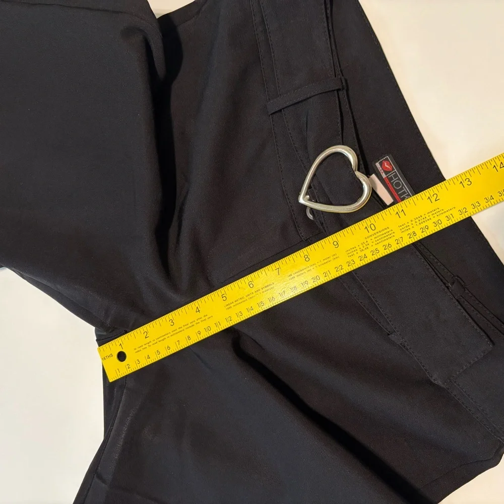 Hot Kiss Y2K Low Rise Black Flare Pants w/ Heart Buckle – Emo Grunge 2000s - Picture 10 of 15